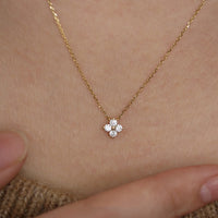 Lucky Clover Diamond Necklace 18K Gold Tone
