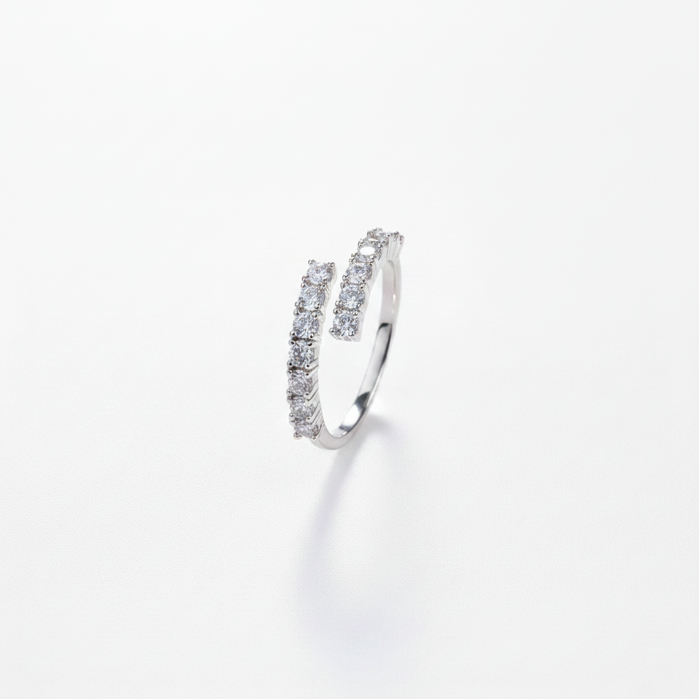 Moissanite Open Band Ring — Silver