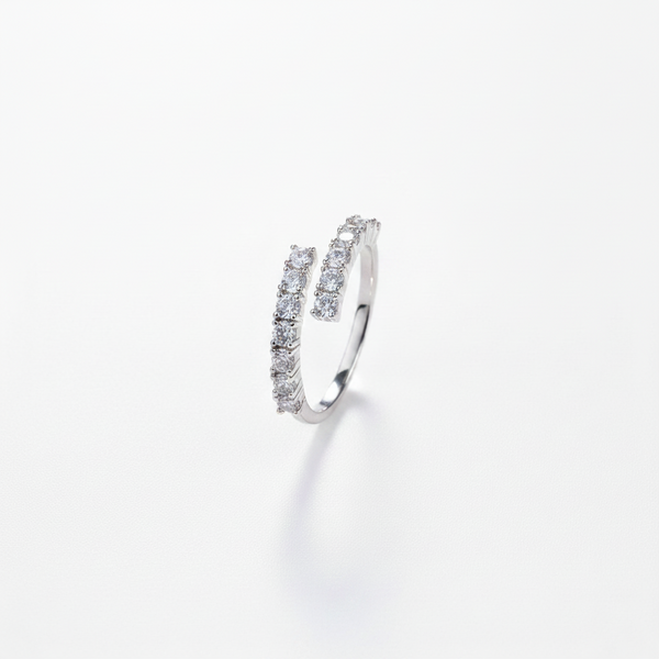 Moissanite Open Band Ring — Silver