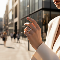 Moissanite Open Band Ring — Silver