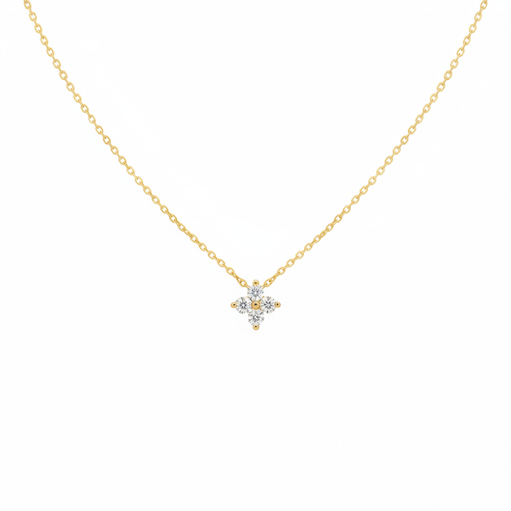 Lucky Clover Diamond Necklace 18K Gold Tone