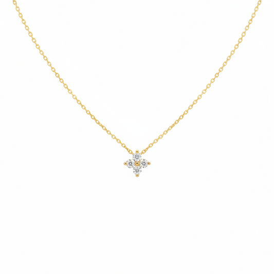 Lucky Clover Diamond Necklace 18K Gold Tone