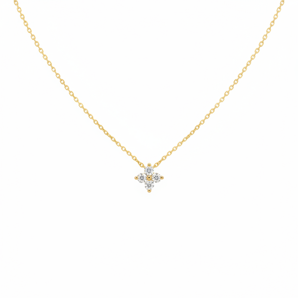 Lucky Clover Diamond Necklace 18K Gold Tone