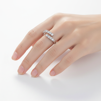 Moissanite Open Band Ring — Silver