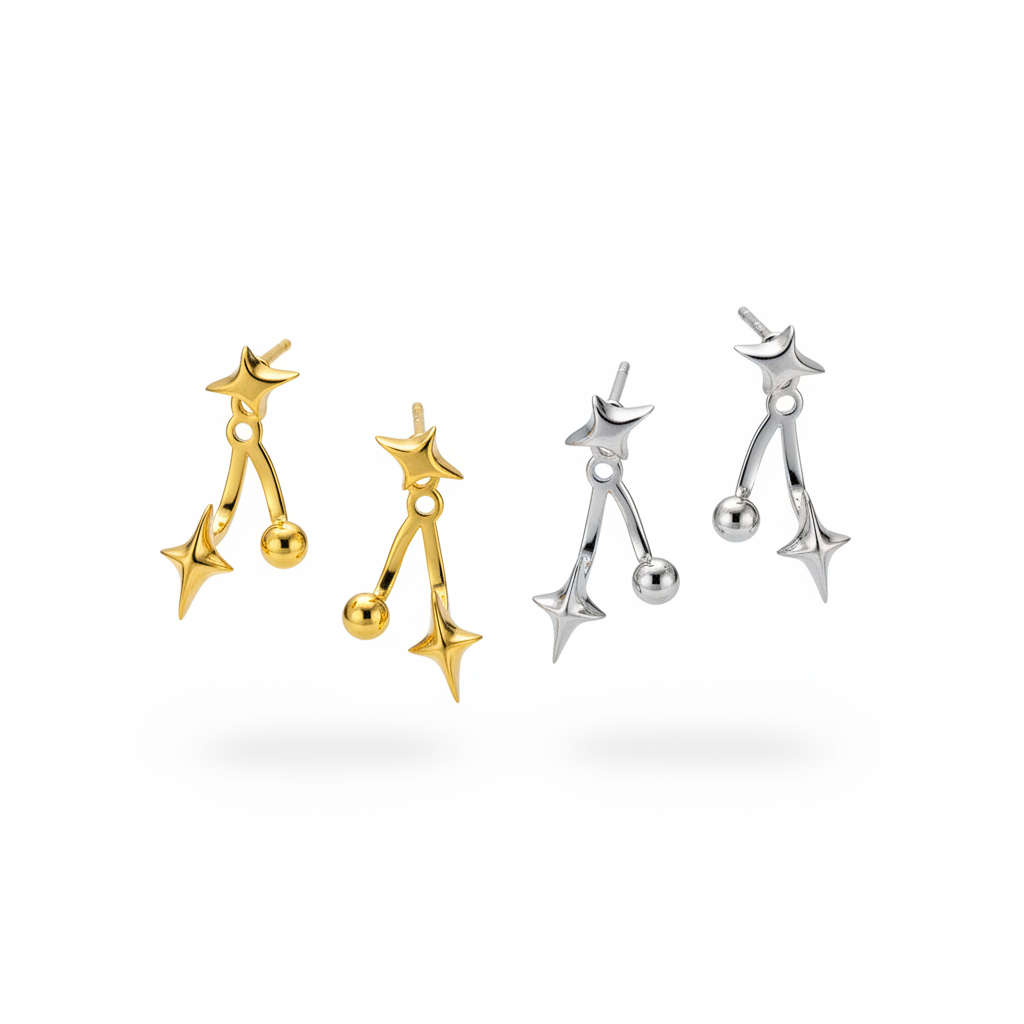 Star Burst Ear Jacket Earrings